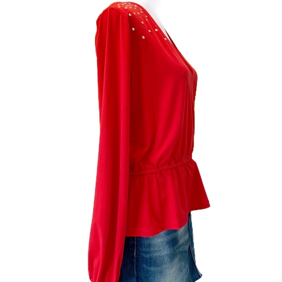 Michael Kors Red Long Sleeve Blouse - Picture 7 of 10